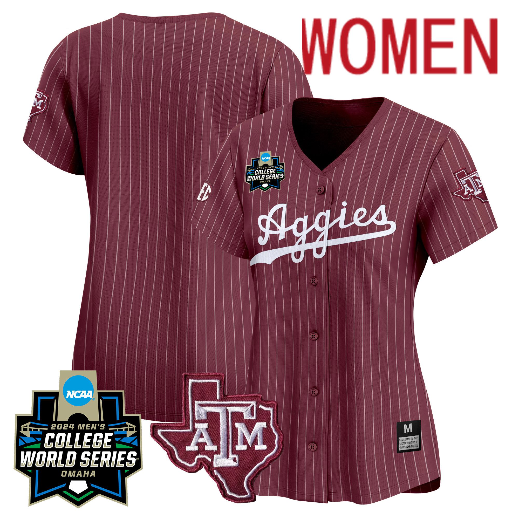 Women Texas A&M Aggies Blank Red Stripe 2024 College World Series Vapor Premier Limited NCAA Jersey->customized nfl jersey->Custom Jersey